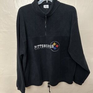 XNT Black Sherpa Fleece Pittsburgh Steelers‎ Embroidered 1/2 Zip Top